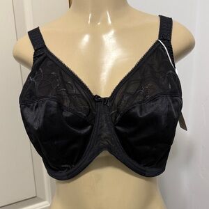 Elomi Black Satin and Mesh Bra. Care